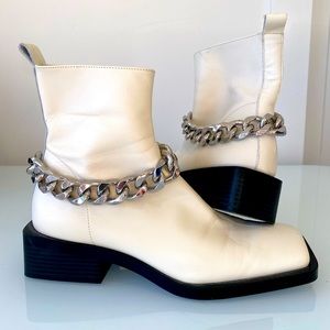 Zara leather 38 chain detail ankle boots